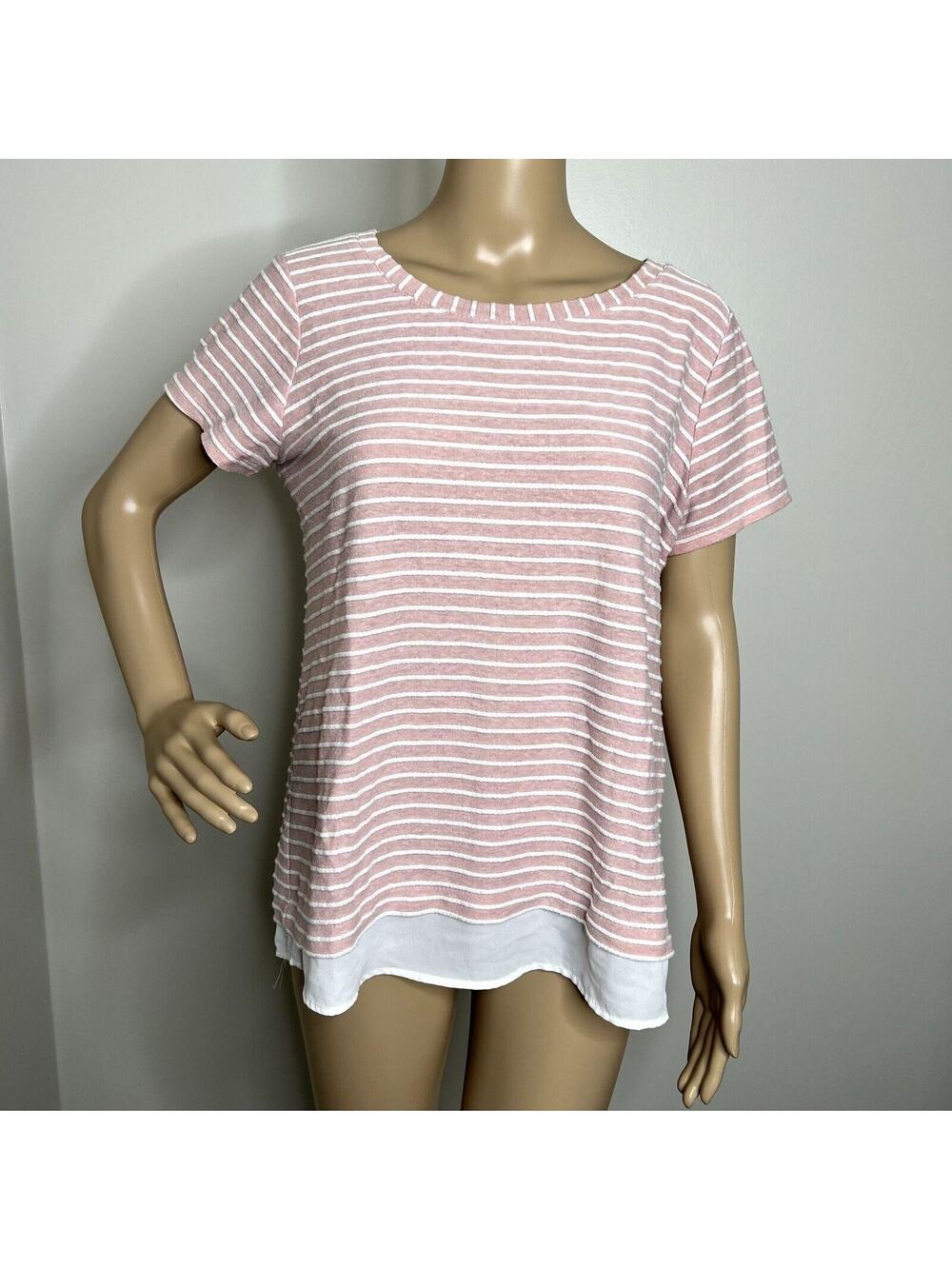 Rose + Olive Pink Striped Short Sleeve Tee